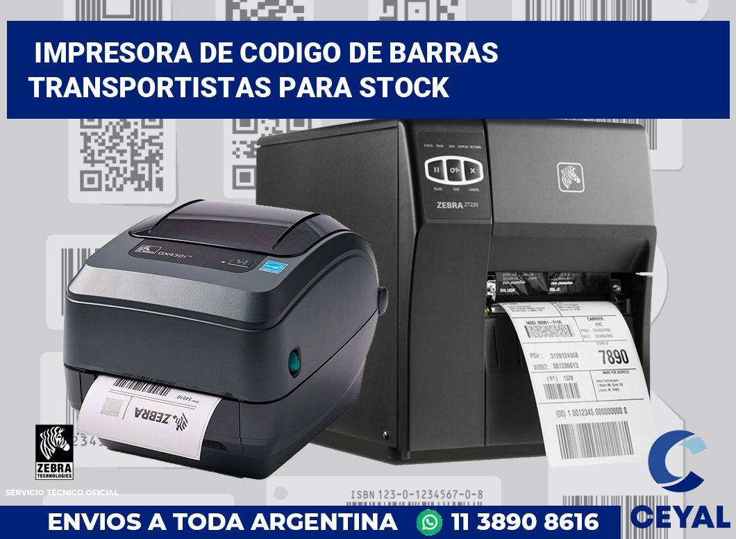 Impresora de codigo de barras Transportistas para stock