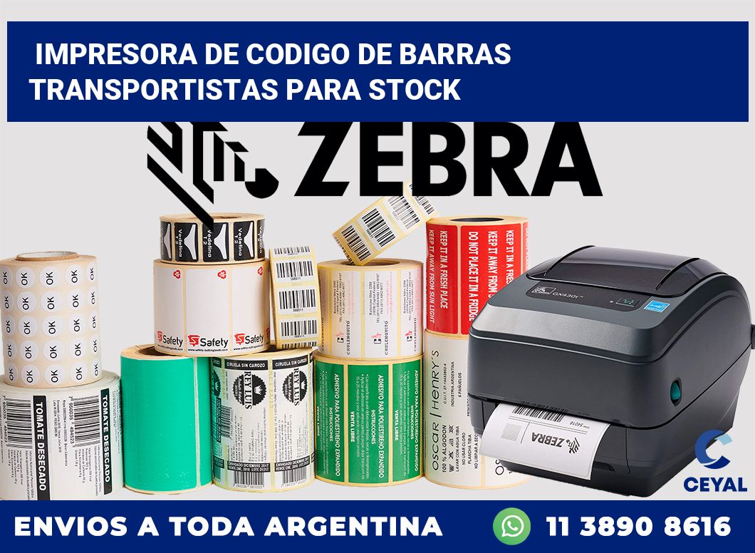 Impresora de codigo de barras Transportistas para stock