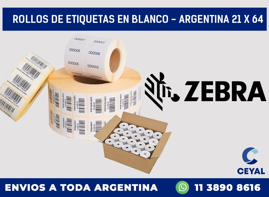 Rollos de etiquetas en blanco - Argentina 21 x 64