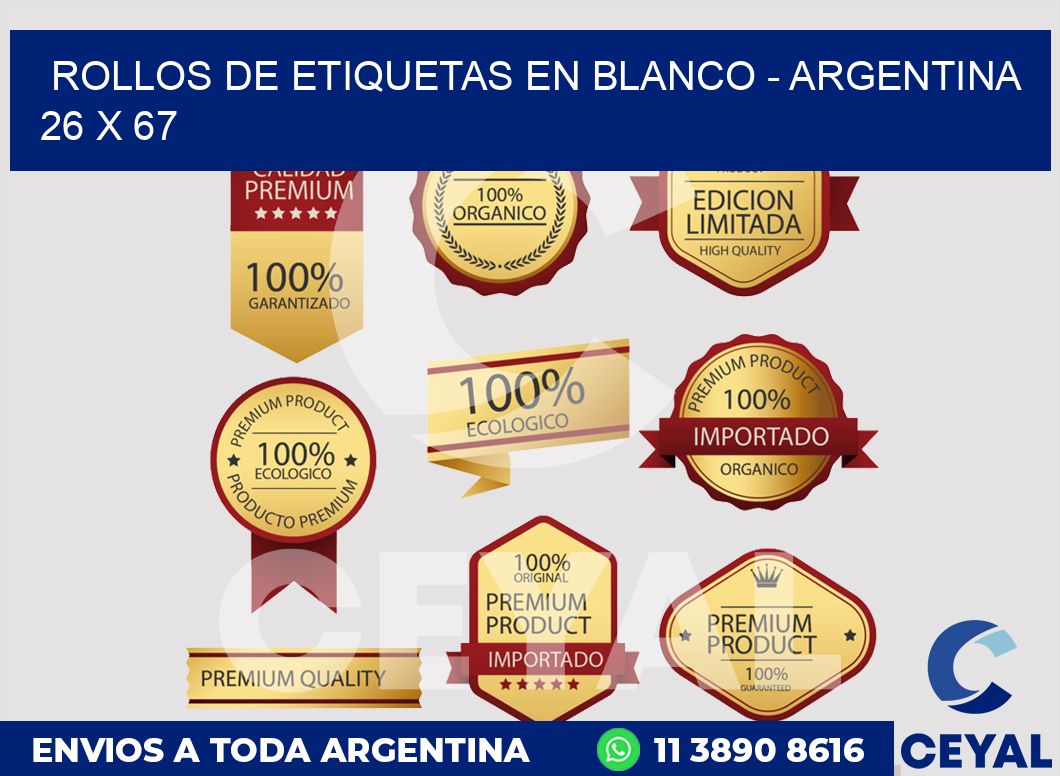 Rollos de etiquetas en blanco - Argentina 26 x 67