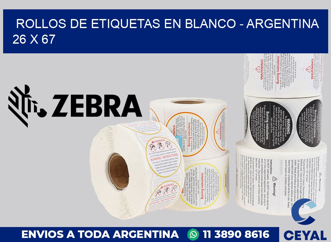 Rollos de etiquetas en blanco - Argentina 26 x 67