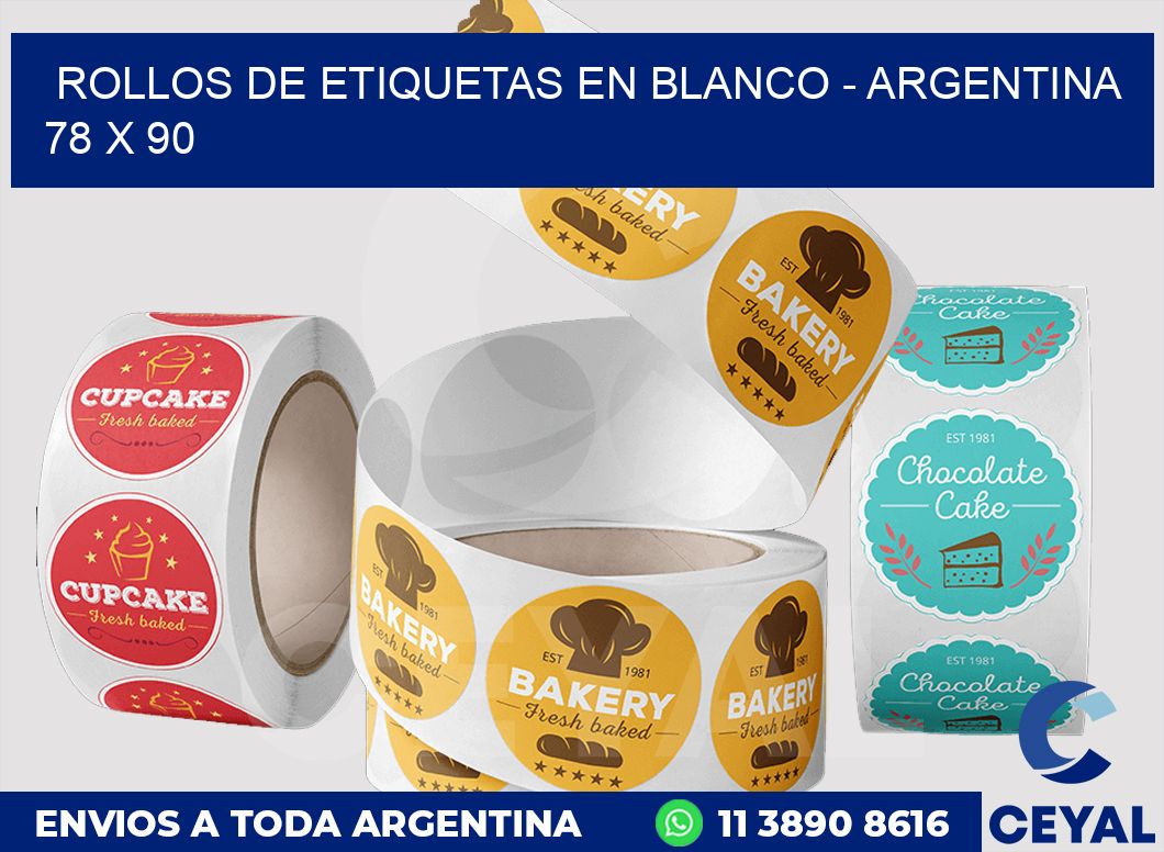 Rollos de etiquetas en blanco - Argentina 78 x 90