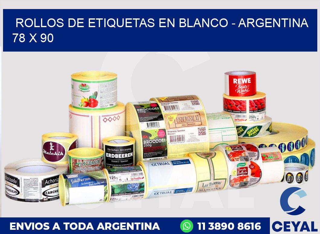 Rollos de etiquetas en blanco – Argentina 78 x 90