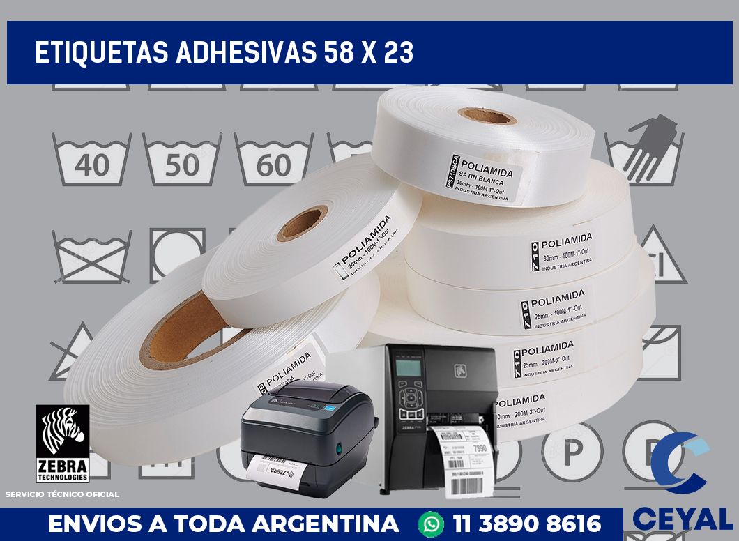 etiquetas adhesivas 58 x 23