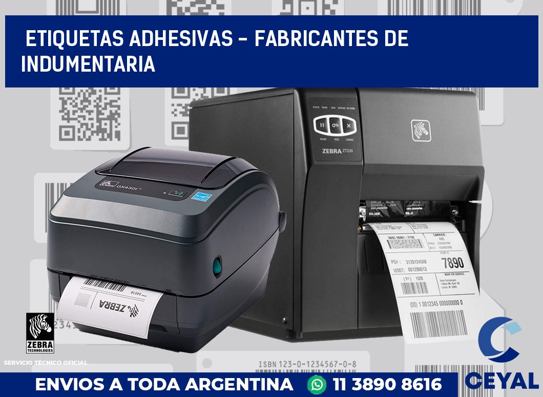 etiquetas adhesivas - Fabricantes de indumentaria