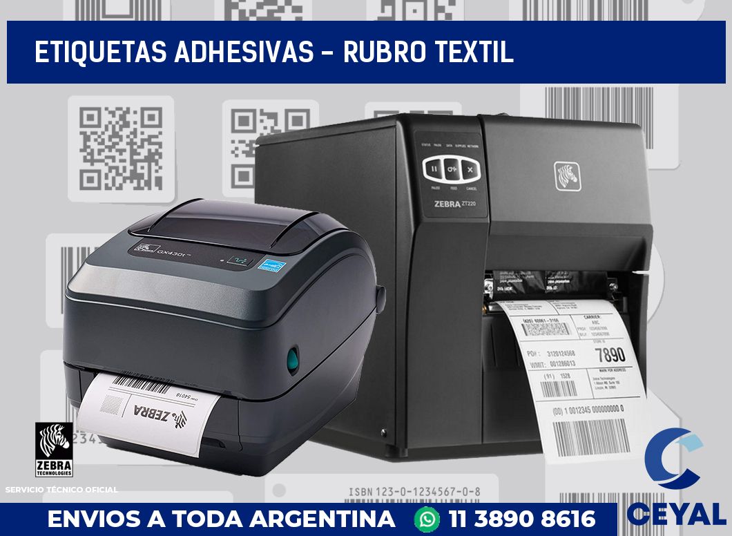 etiquetas adhesivas - rubro textil