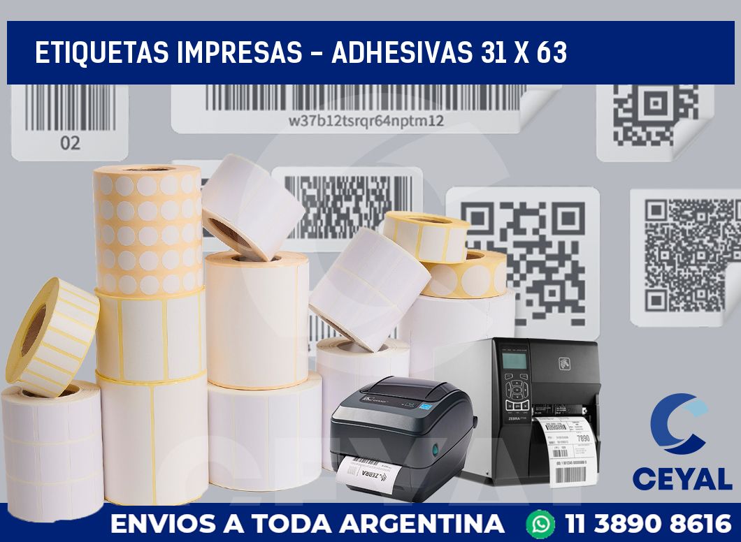 etiquetas impresas - Adhesivas 31 x 63