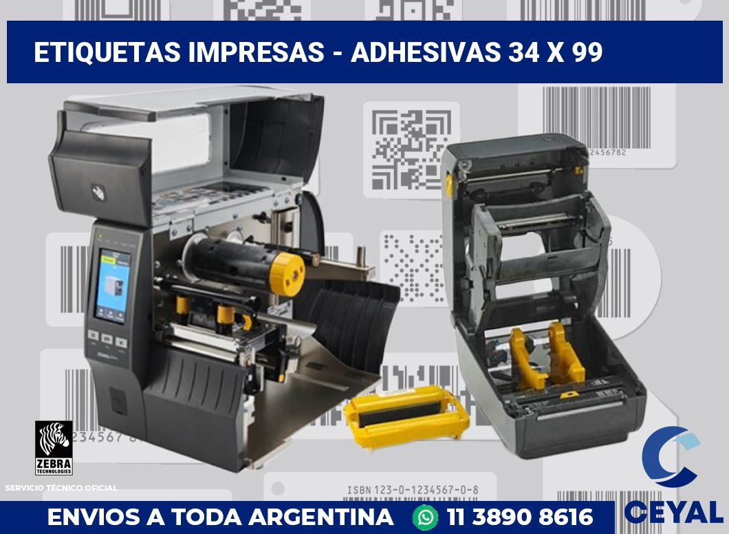 etiquetas impresas - Adhesivas 34 x 99