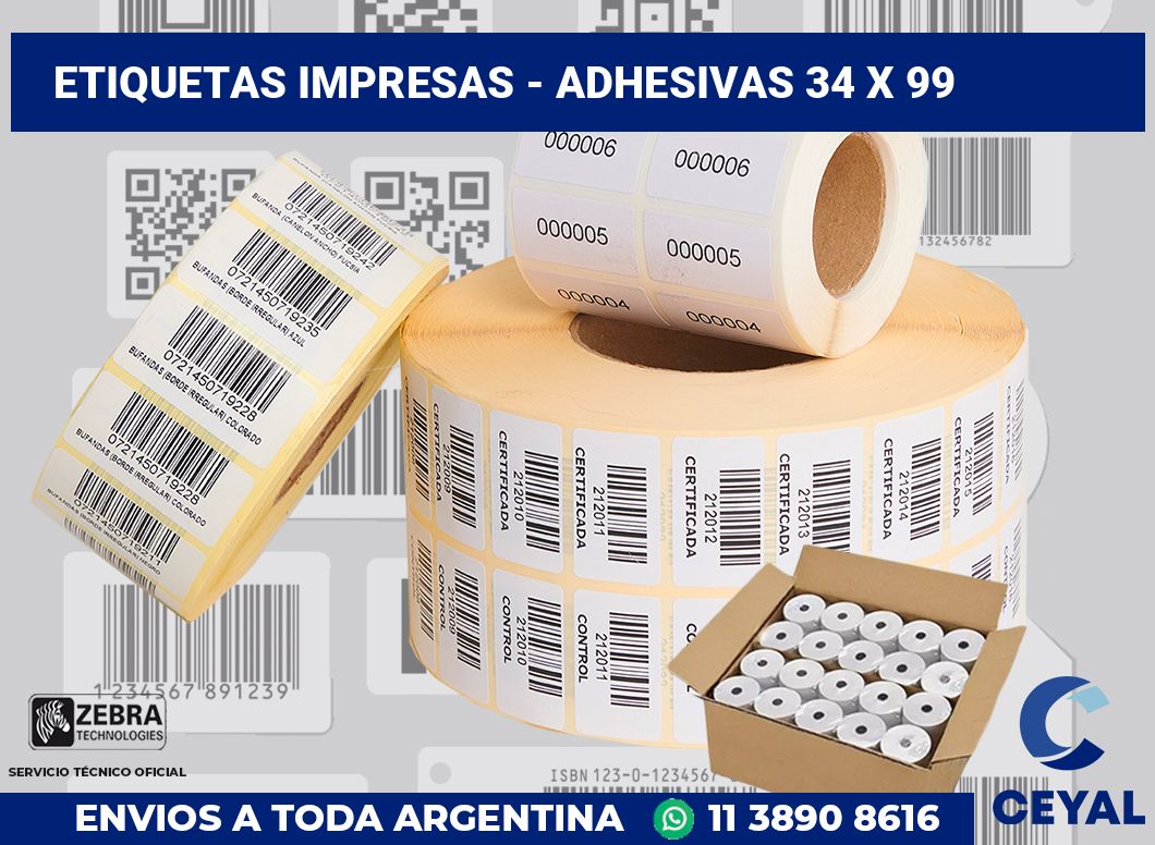 etiquetas impresas – Adhesivas 34 x 99