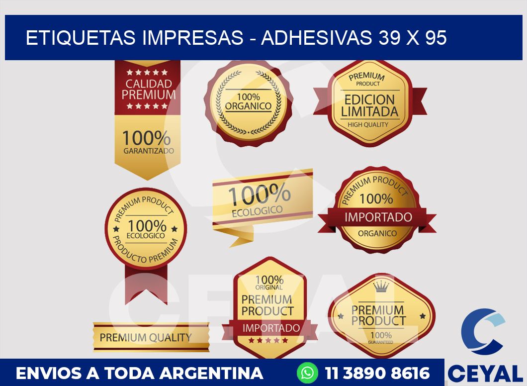 etiquetas impresas - Adhesivas 39 x 95