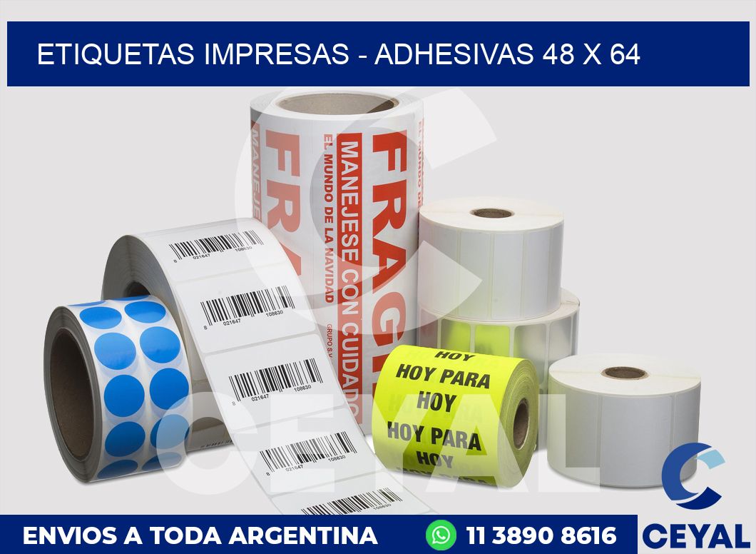 etiquetas impresas - Adhesivas 48 x 64