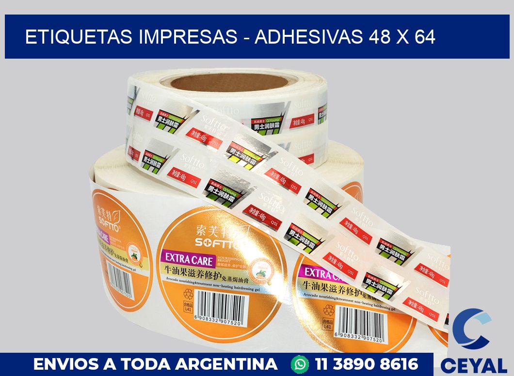 etiquetas impresas – Adhesivas 48 x 64