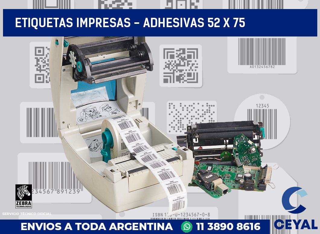 etiquetas impresas - Adhesivas 52 x 75