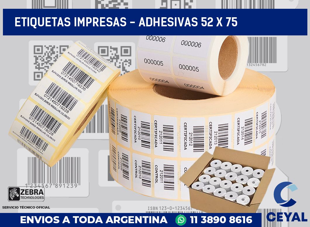 etiquetas impresas – Adhesivas 52 x 75