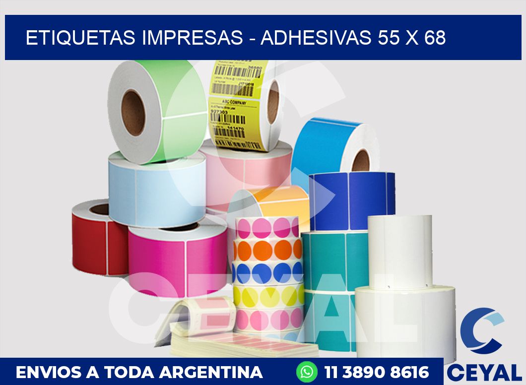 etiquetas impresas - Adhesivas 55 x 68