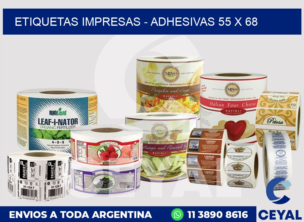 etiquetas impresas – Adhesivas 55 x 68