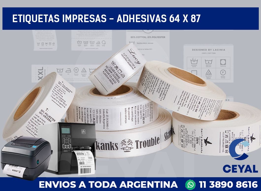 etiquetas impresas - Adhesivas 64 x 87