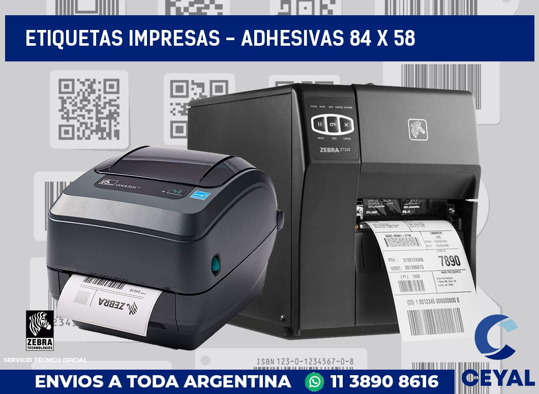 etiquetas impresas - Adhesivas 84 x 58