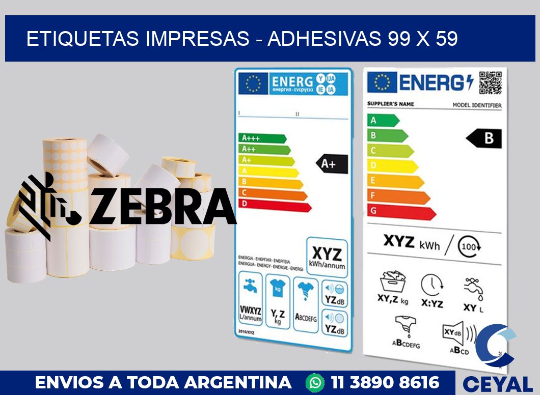 etiquetas impresas - Adhesivas 99 x 59