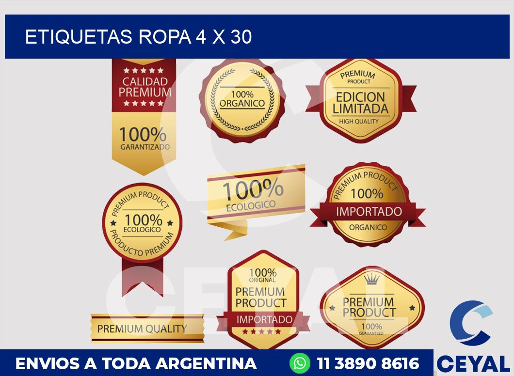 etiquetas ropa 4 x 30