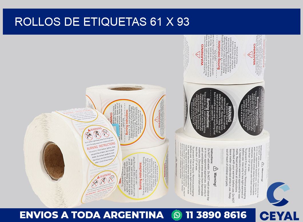 rollos de etiquetas 61 x 93