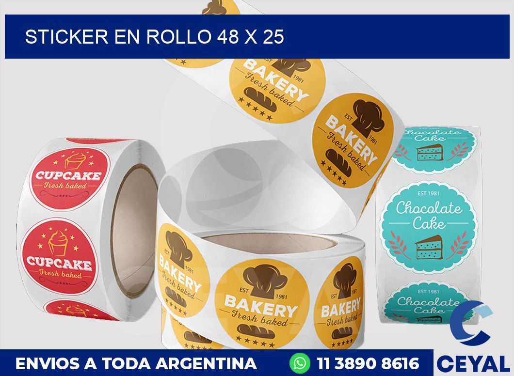 sticker en rollo 48 x 25