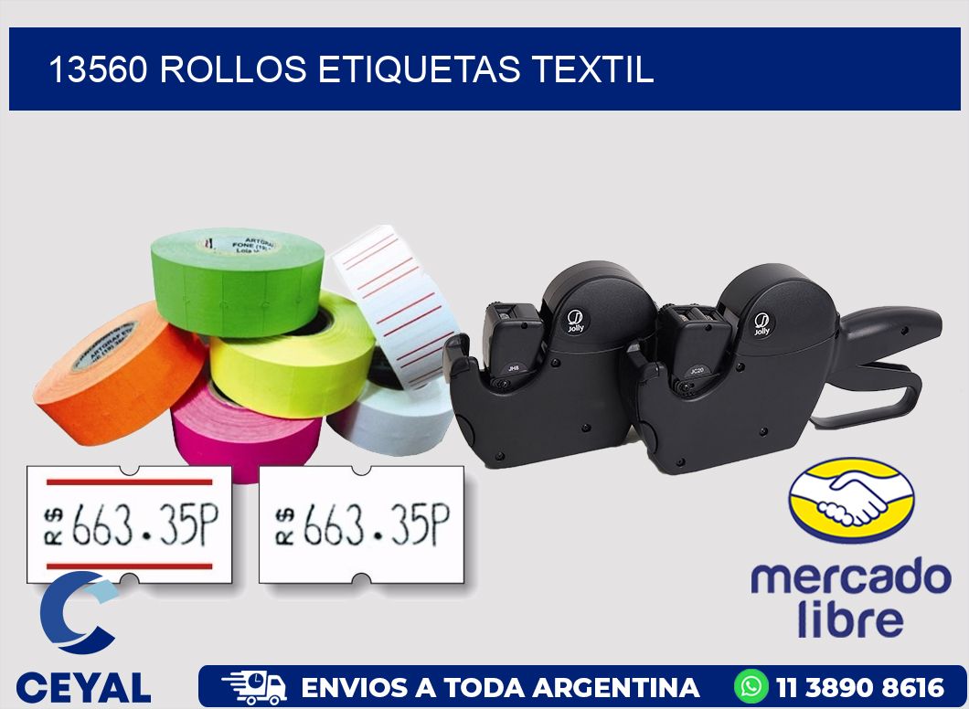 13560 rollos etiquetas textil