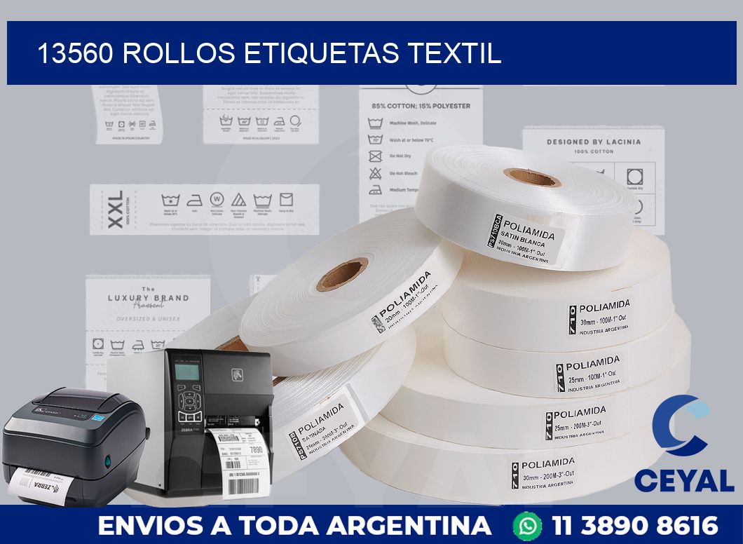 13560 rollos etiquetas textil