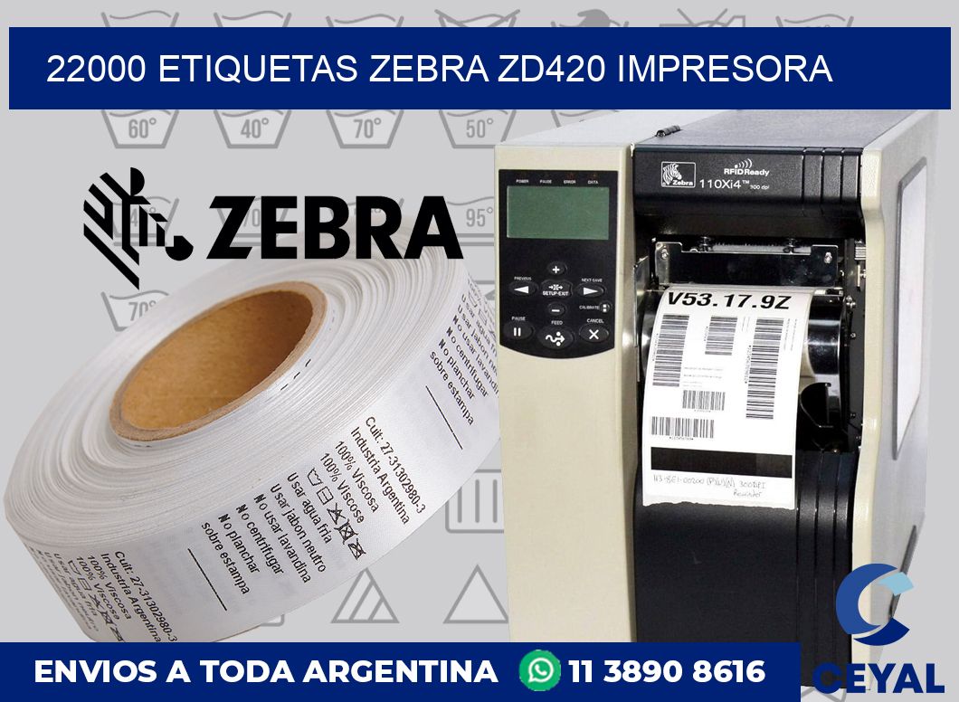 22000 etiquetas Zebra zd420 impresora