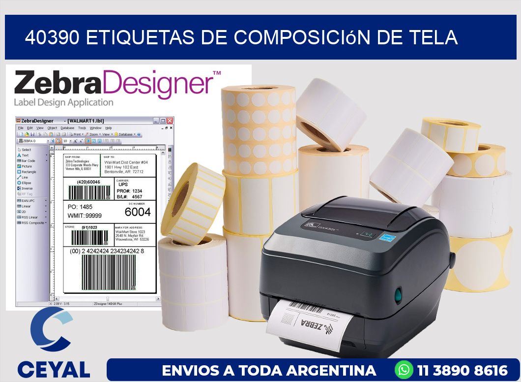 40390 Etiquetas de Composición de Tela