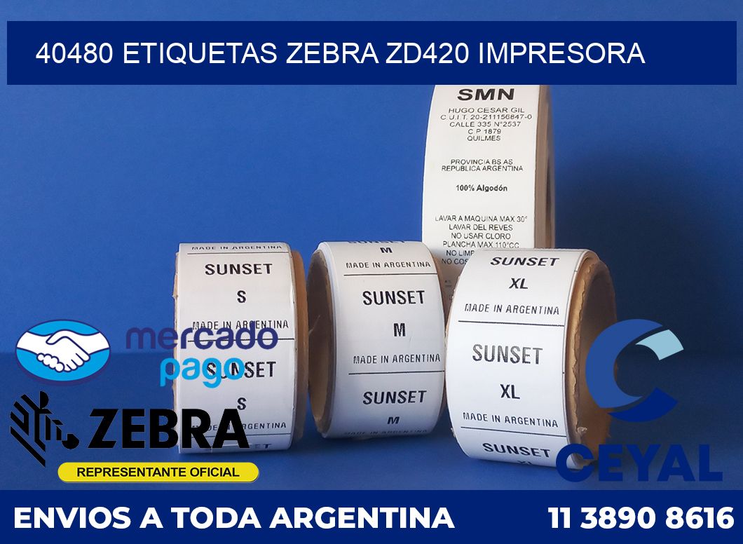 40480 etiquetas Zebra zd420 impresora