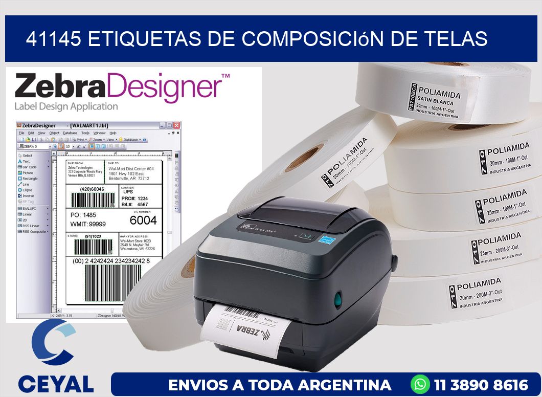 41145 Etiquetas de composición de Telas