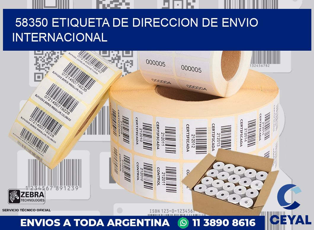 58350 Etiqueta de direccion de envio internacional