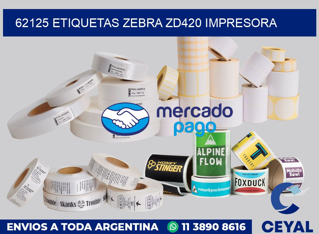 62125 etiquetas Zebra zd420 impresora