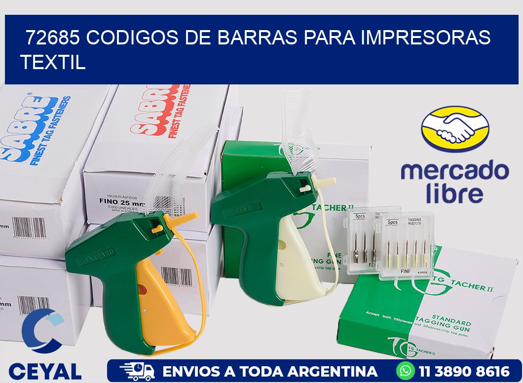 72685 codigos de barras para impresoras textil