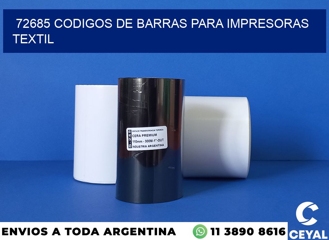 72685 codigos de barras para impresoras textil