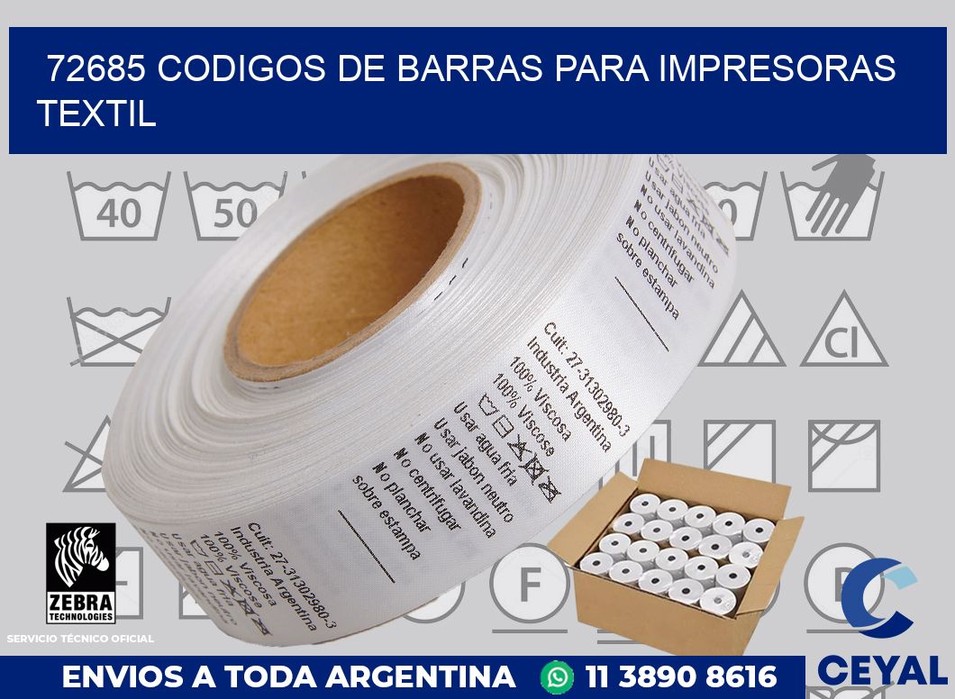 72685 codigos de barras para impresoras textil