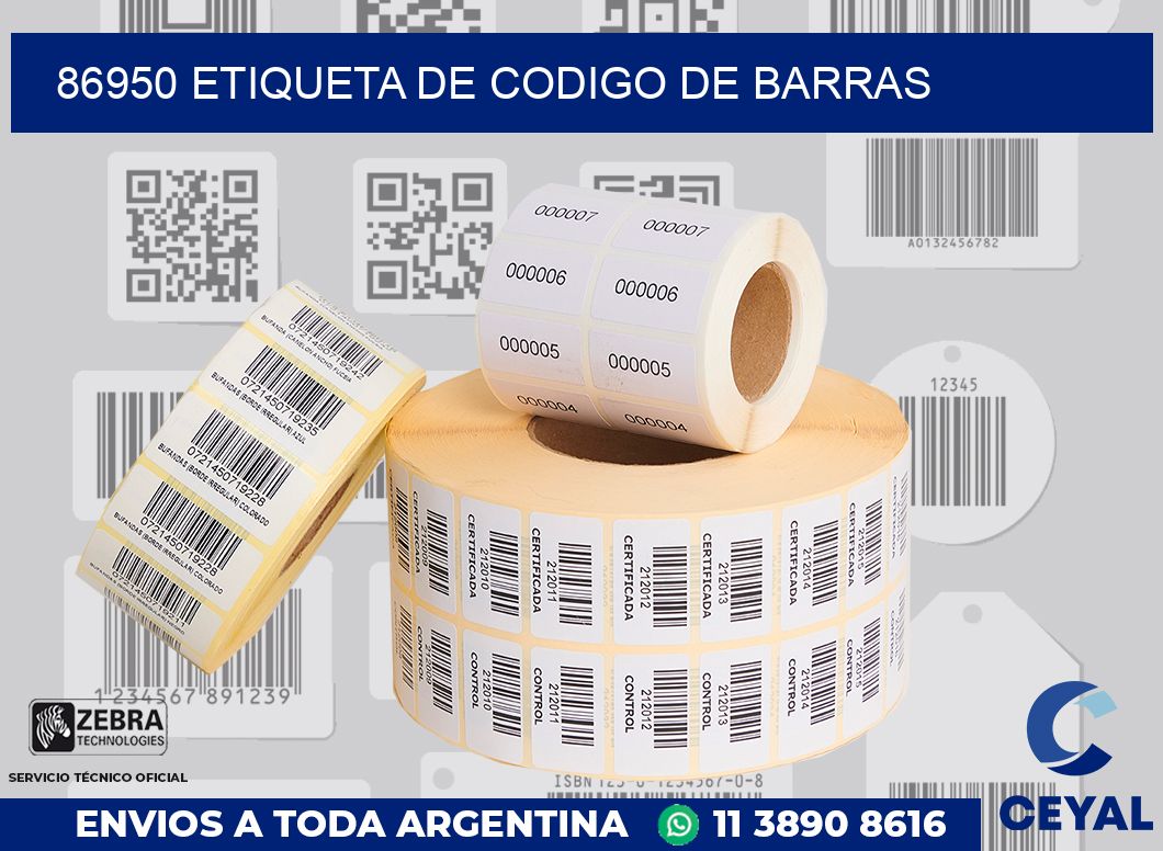 86950 Etiqueta de codigo de barras