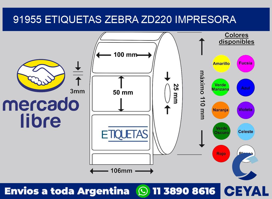 91955 etiquetas Zebra zd220 impresora