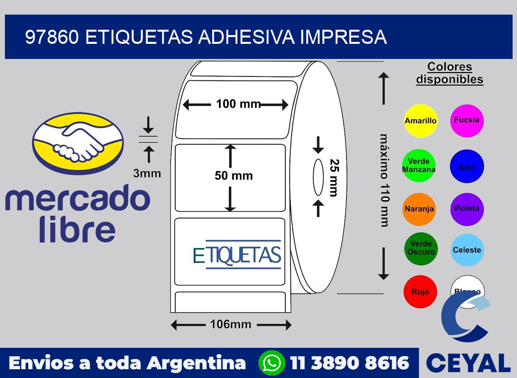 97860 etiquetas adhesiva impresa