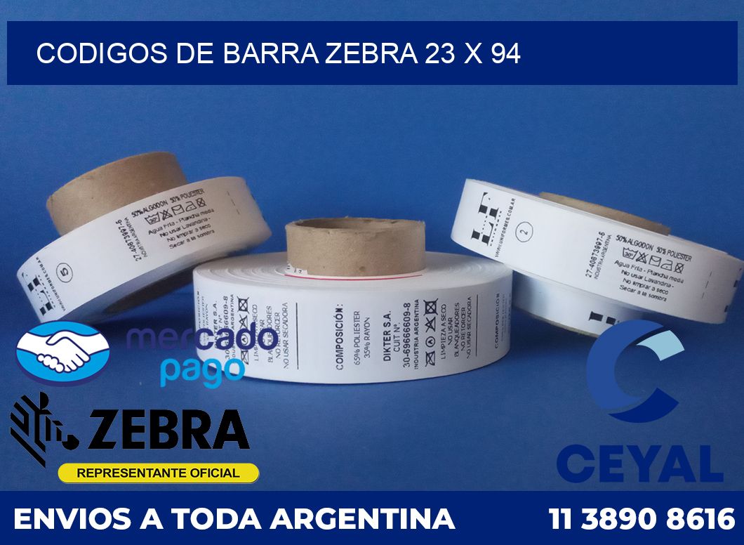 Codigos de barra Zebra 23 x 94