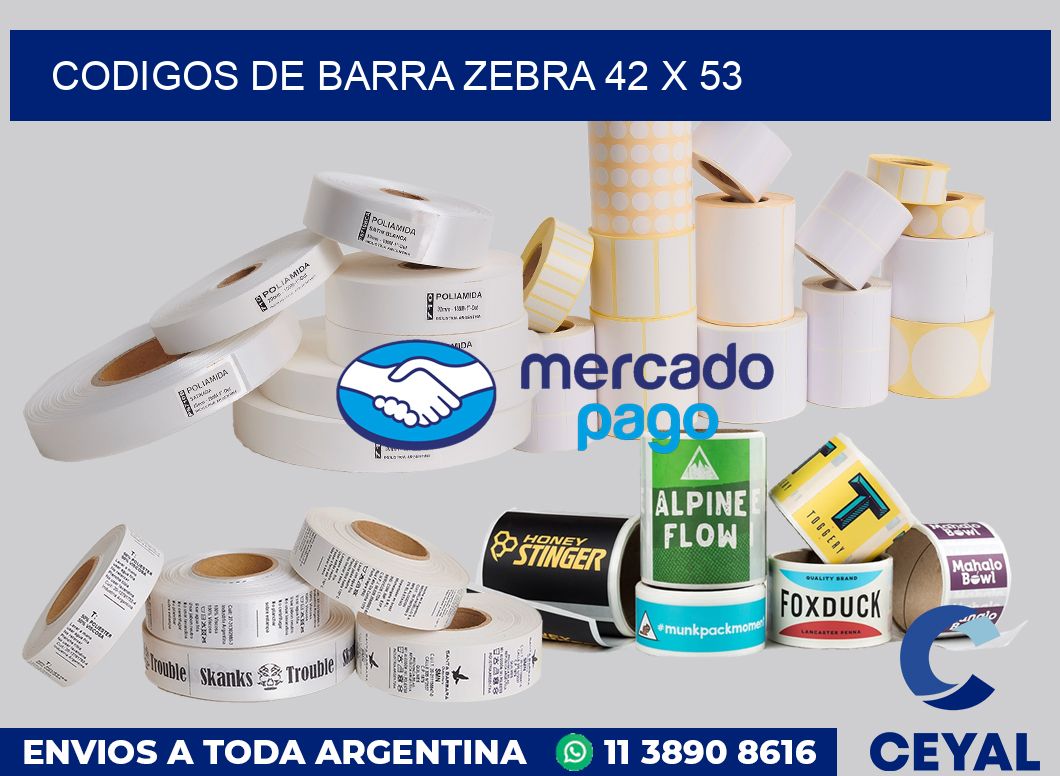 Codigos de barra Zebra 42 x 53