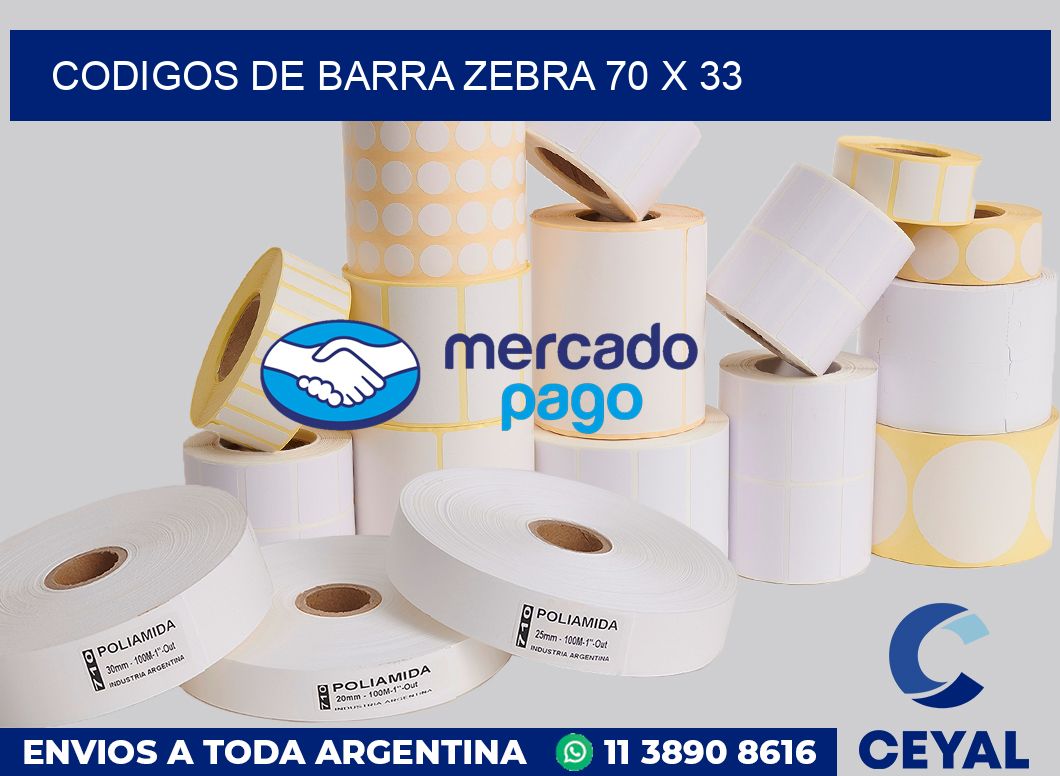 Codigos de barra Zebra 70 x 33