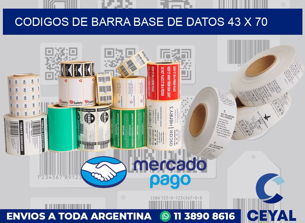 Codigos de barra base de datos 43 x 70