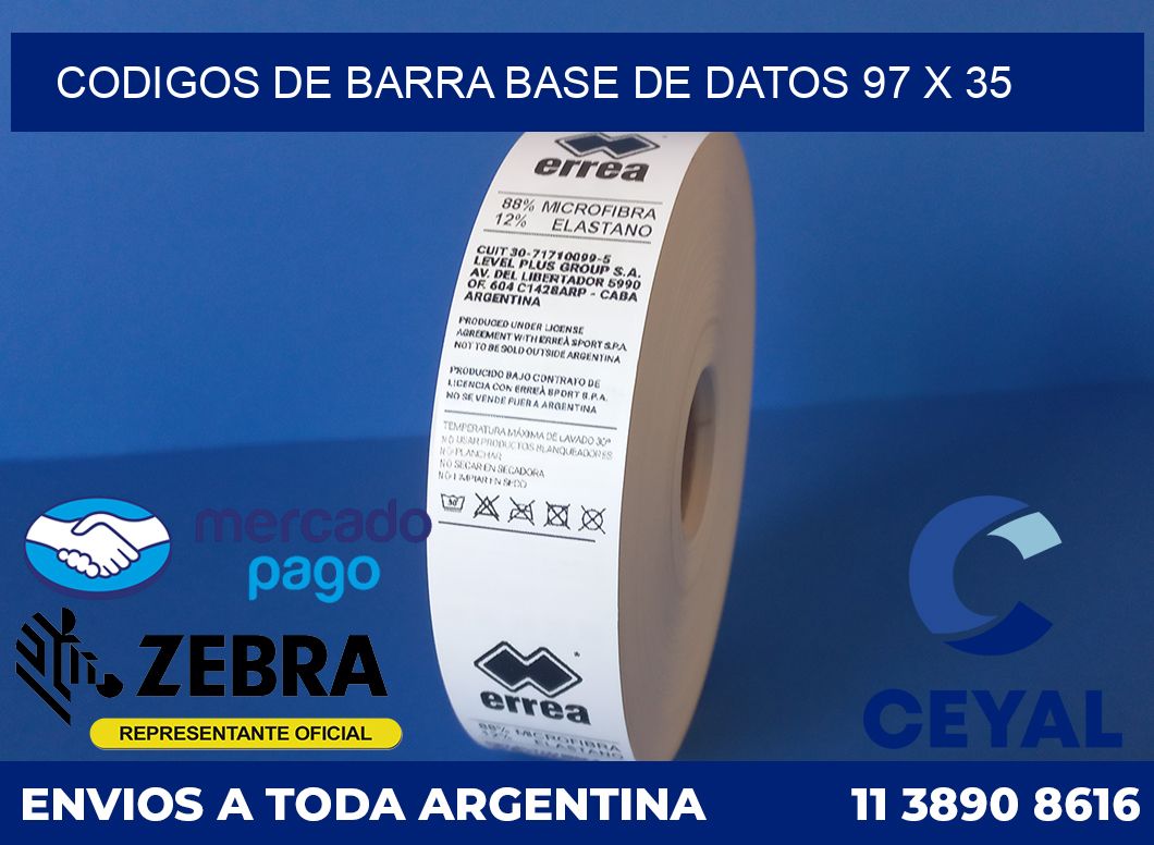 Codigos de barra base de datos 97 x 35