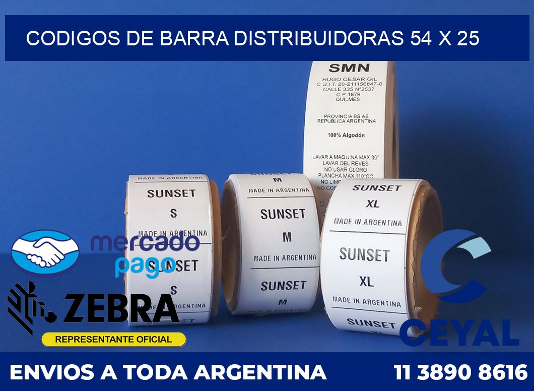 Codigos de barra distribuidoras 54 x 25