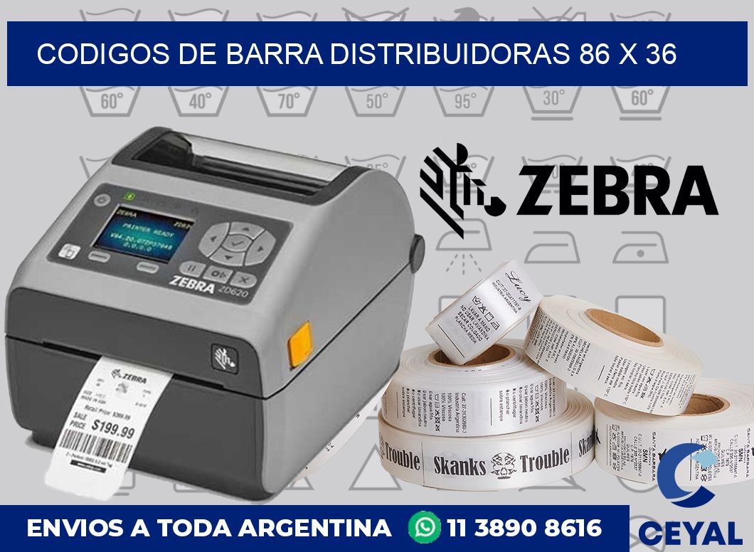 Codigos de barra distribuidoras 86 x 36