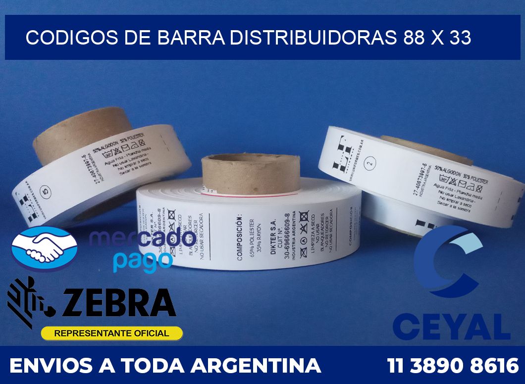 Codigos de barra distribuidoras 88 x 33