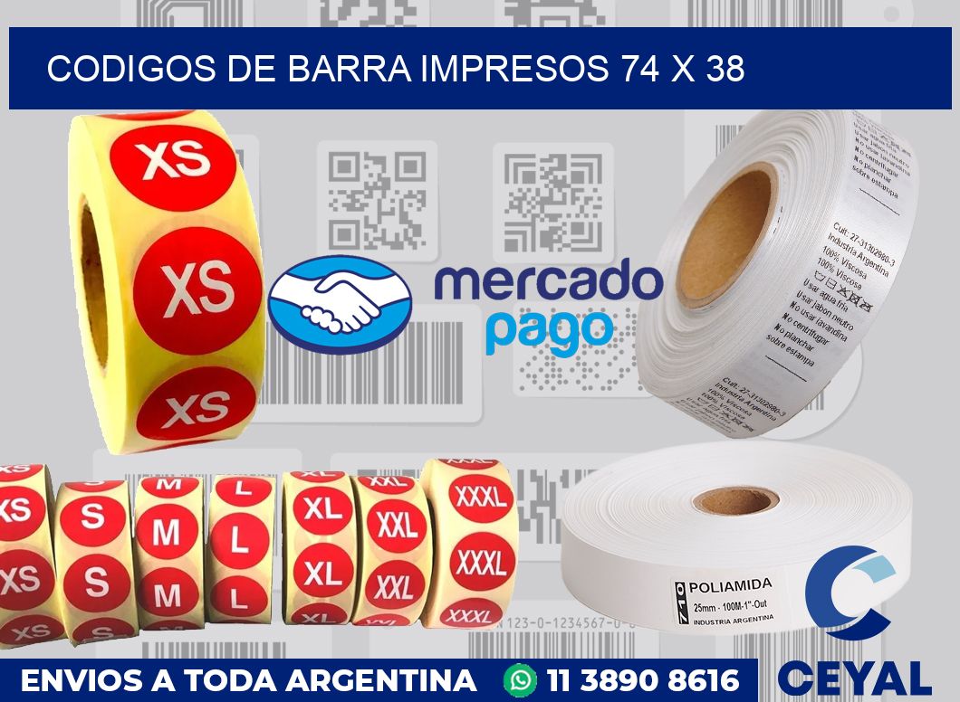 Codigos de barra impresos 74 x 38