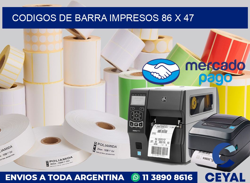 Codigos de barra impresos 86 x 47